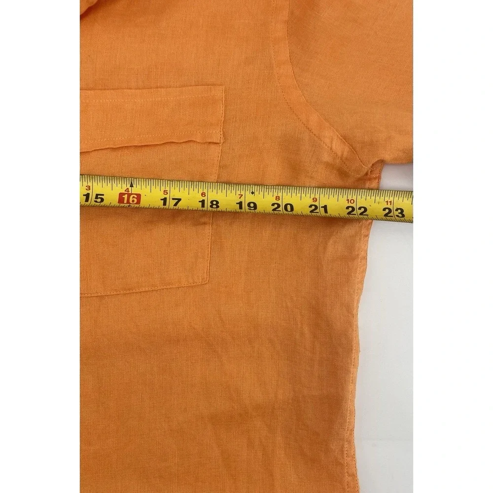Banana Republic Shirt Mens Sm Orange 100% Linen Short Sleeve Camp Collar Beach